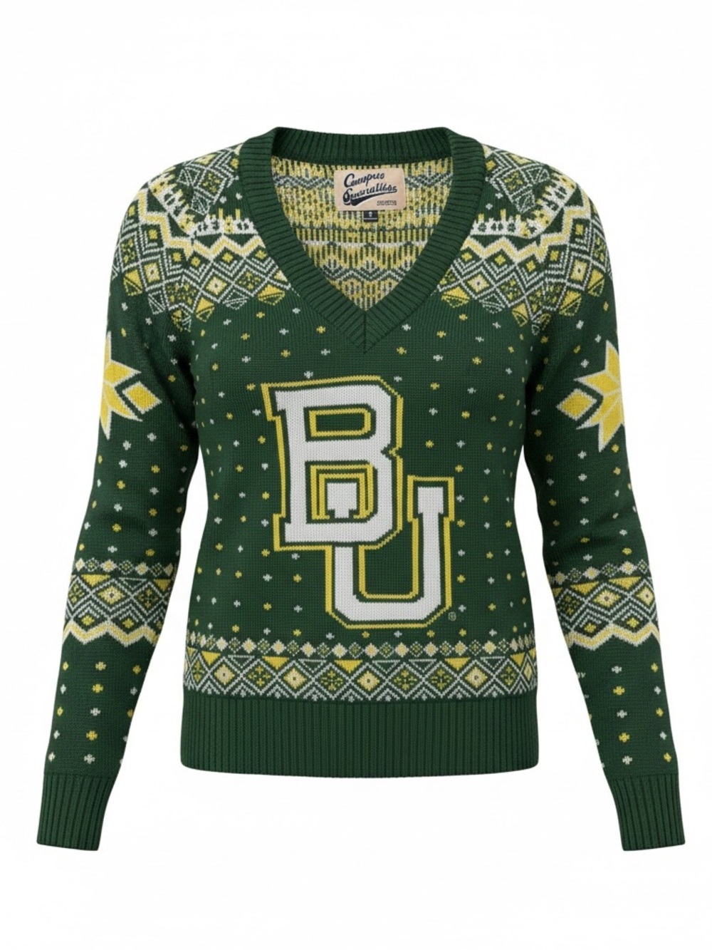 Baylor University BU Campus Specialties Fair Isle Sweater Women S Green Gold